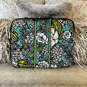 VERA BRADLEY Island Blooms 2012 Large 17” Laptop Sleeve Zippered Green Turquoise